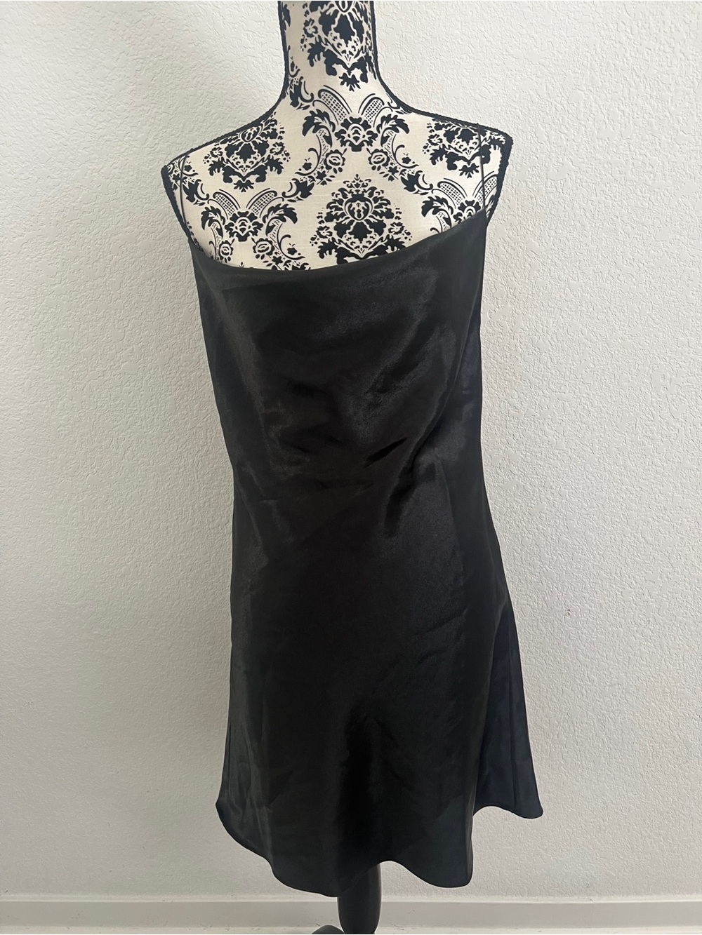 Maverick Black Satin Slip Mini Dress NWT Size Large Y2K Party Cocktail
